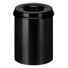 Sicherheits-Papierkorb Stahl selbstlöschend Volumen 15 l HxØ 360 x 255 mm Korpus schwarz / Löschkopf schwarz.