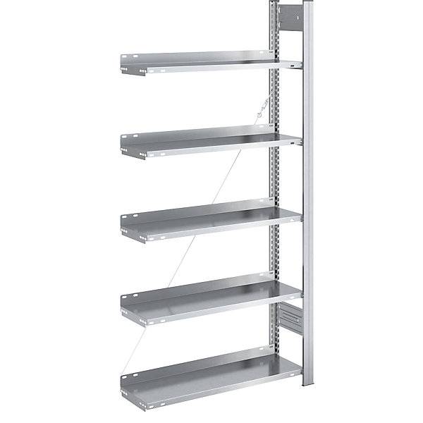Akten-Steckregal verzinkt Regalhöhe 1750 mm einseitig Anbauregal BxT 750 x 300 mm. Jul. vom Hofe GmbH & CO.