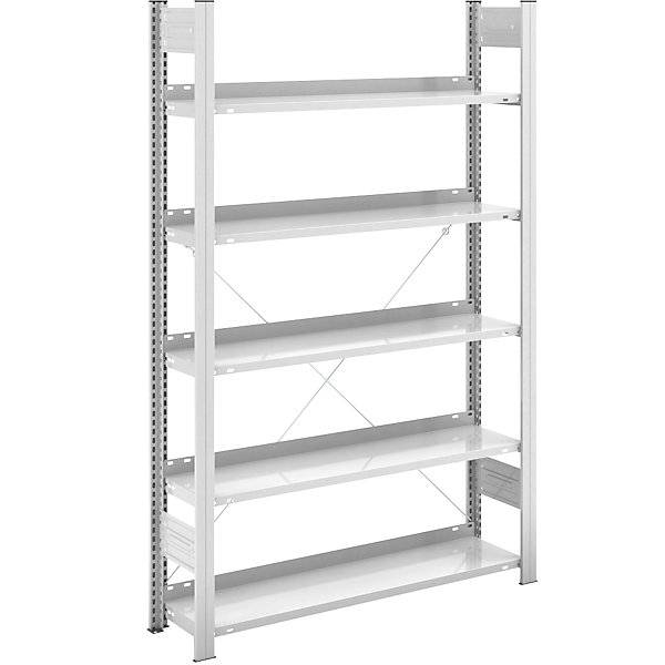 Akten-Steckregal RAL 7035 Regalhöhe 1750 mm einseitig Grundregal BxT 1000 x 300 mm. Jul. vom Hofe GmbH & CO.