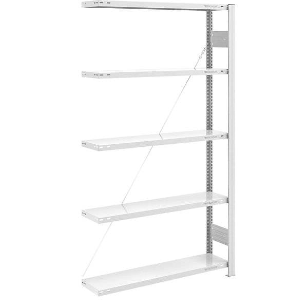 Steckregal Bauart leicht einseitig HxBxT 2000 x 1000 x 300 mm grau Anbauregal. TAKKT Industrial & Packaging