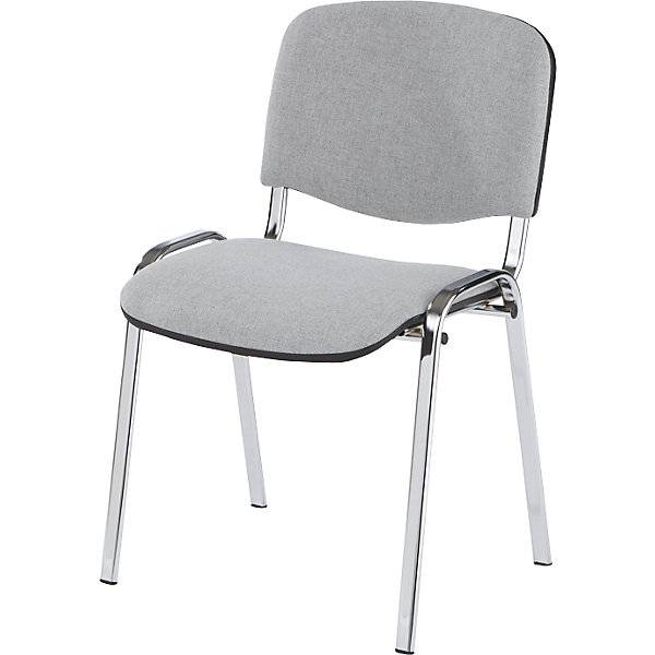 Besucherstuhl stapelbar Rückenlehne gepolstert Gestell verchromt Polster grau VE 4 Stk. NOWY STYL GmbH-0