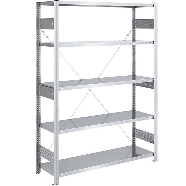 Schwerlast-Steckregal einseitig HxBxT 2000 x 1300 x 500 mm verzinkt Grundregal. TAKKT Industrial & Packaging