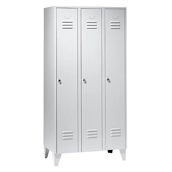 Spind Berlin 2 3 Abteile lichtgrau Breite 900 mm flache Dachform. Wolf 89361749-0