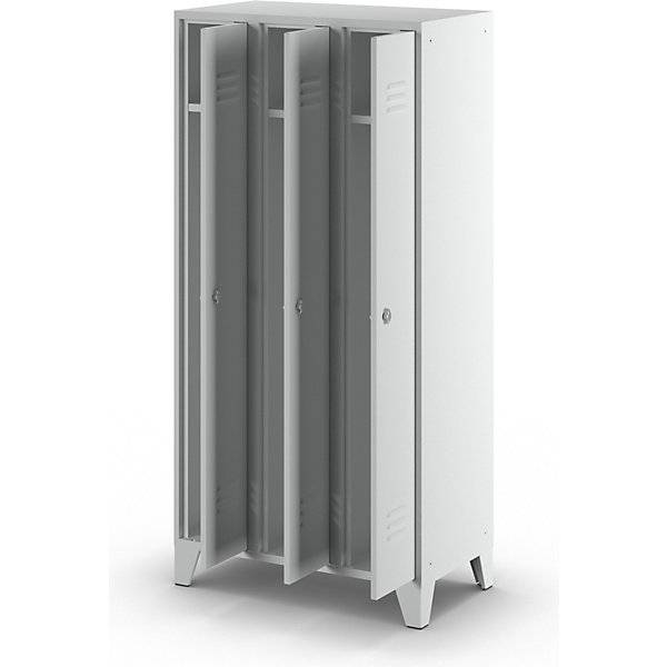 Spind Berlin 2 3 Abteile lichtgrau Breite 900 mm flache Dachform. Wolf 89361749-2