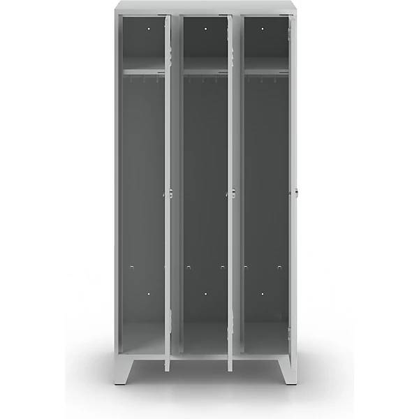 Spind Berlin 2 3 Abteile lichtgrau Breite 900 mm flache Dachform. Wolf 89361749-3