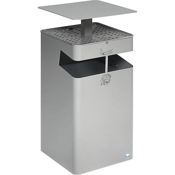 Abfallsammler/Ascher mit Dach Volumen 72 l silber. VAR GmbH 54561749