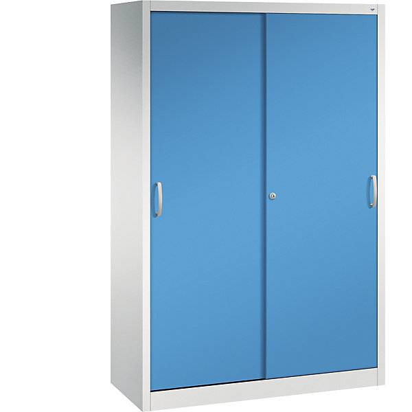 ACURADO Schiebetürenschrank 4 Fachböden HxBxT 1950 x 1200 x 500 mm lichtgrau / lichtblau. C+P Moebelsysteme |