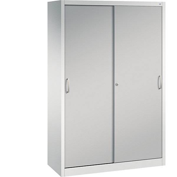 ACURADO Schiebetürenschrank 4 Fachböden HxBxT 1950 x 1200 x 500 mm lichtgrau / weißalu. C+P Moebelsysteme |