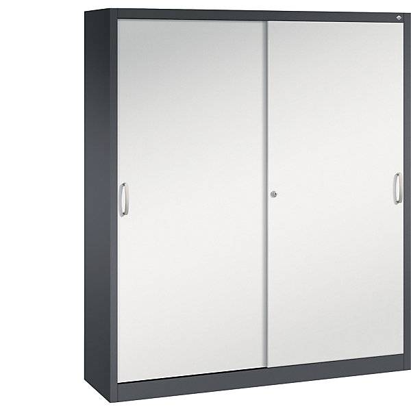 ACURADO Schiebetürenschrank 8 Fachböden HxBxT 1950 x 1600 x 400 mm schwarzgrau / lichtgrau. C+P 54592249