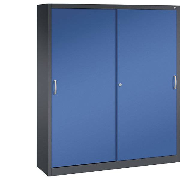 ACURADO Schiebetürenschrank 8 Fachböden HxBxT 1950 x 1600 x 400 mm schwarzgrau / enzianblau. C+P 54592649