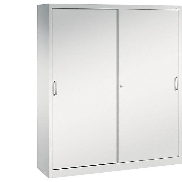 Schiebetürenschrank, Serie Acurado-2000, Korpus: RAL 7035 Lichtgrau, Front: RAL 7035 Lichtgrau