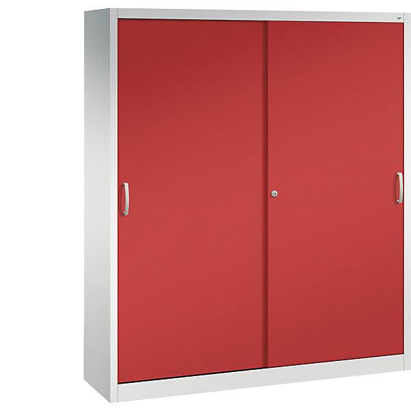 ACURADO Schiebetürenschrank 8 Fachböden HxBxT 1950 x 1600 x 400 mm lichtgrau / feuerrot. C+P 54593449