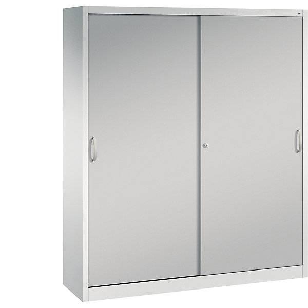 ACURADO Schiebetürenschrank 8 Fachböden HxBxT 1950 x 1600 x 400 mm lichtgrau / weißalu. C+P Moebelsysteme |