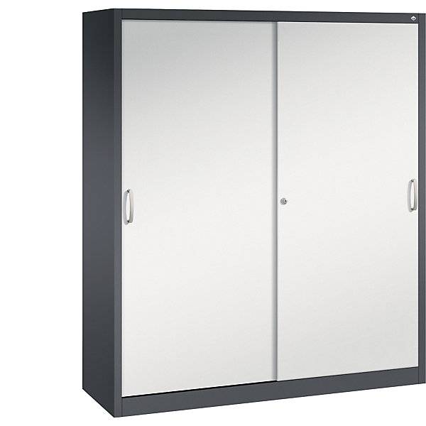 ACURADO Schiebetürenschrank 8 Fachböden HxBxT 1950 x 1600 x 500 mm schwarzgrau / lichtgrau. C+P 54594949