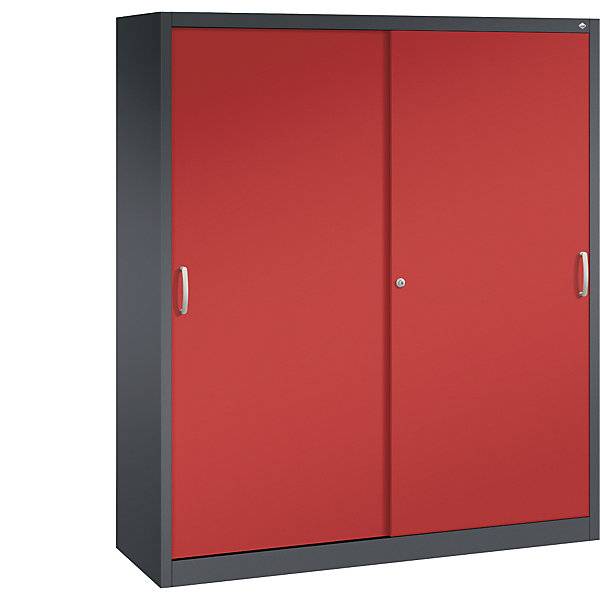 ACURADO Schiebetürenschrank 8 Fachböden HxBxT 1950 x 1600 x 500 mm schwarzgrau / feuerrot. C+P 54595249