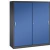 ACURADO Schiebetürenschrank 8 Fachböden HxBxT 1950 x 1600 x 500 mm schwarzgrau / enzianblau. C+P 54595349