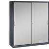 ACURADO Schiebetürenschrank 8 Fachböden HxBxT 1950 x 1600 x 500 mm schwarzgrau / weißalu. C+P 54595049