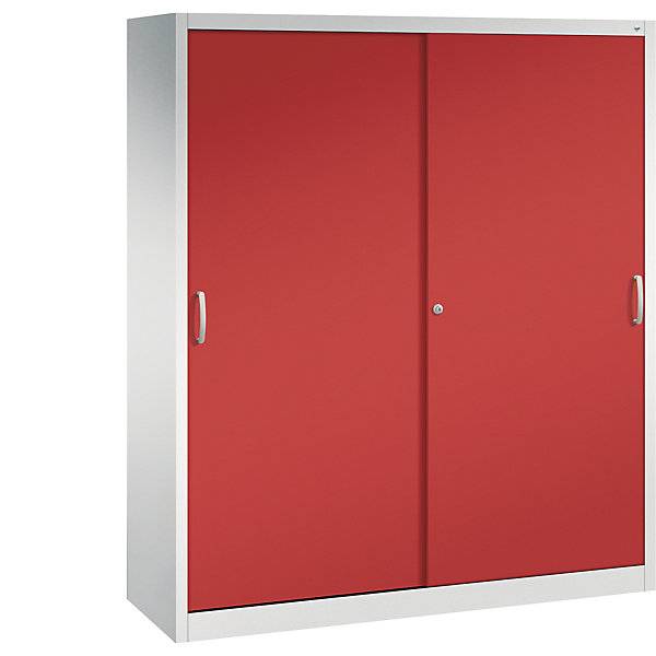 ACURADO Schiebetürenschrank 8 Fachböden HxBxT 1950 x 1600 x 500 mm lichtgrau / feuerrot. C+P 54596149