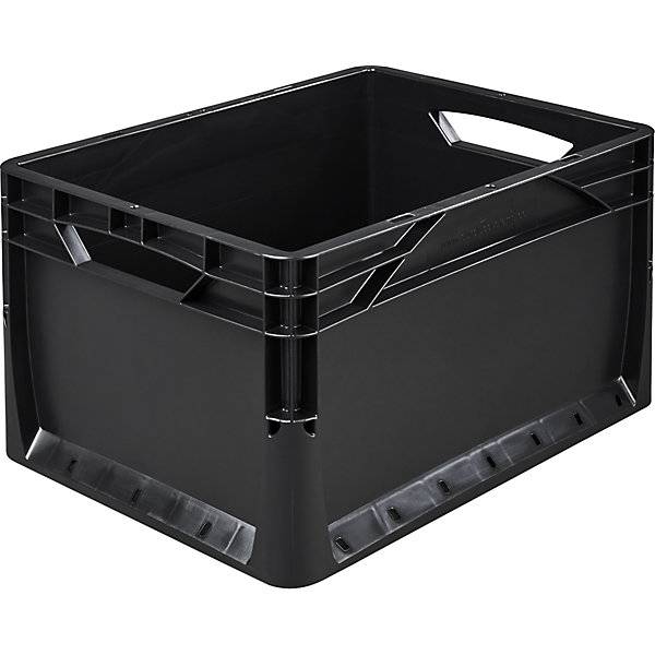 Euronormbehälter Seiten und Boden geschlossen Außen-LxB 400 x 300 mm Volumen 20 l schwarz. Alpha Paletten &-0