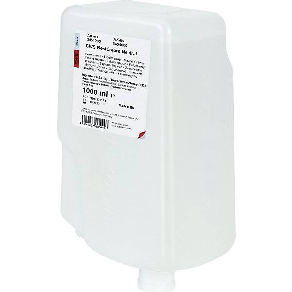 Seifencreme Best Cream Nachfüller VE 12 Flaschen à 1 l neutral ohne Parfüm. CWS Hygiene Deutschland GmbH & Co.