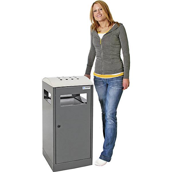 Abfallsammler mit Ascher Volumen 40 l anthrazitgrau. Stumpf Metall GmbH 54802149-4