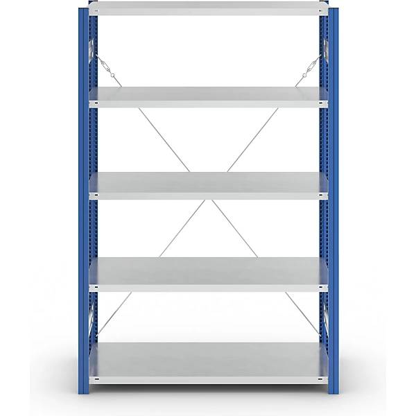 Steckregal Bauart leicht einseitig HxBxT 2000 x 1300 x 600 mm blau/grau Grundregal. TAKKT Industrial &-1