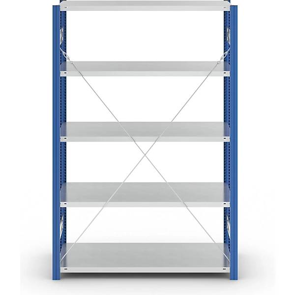 Steckregal Bauart leicht einseitig HxBxT 2000 x 1300 x 600 mm blau/grau Grundregal. TAKKT Industrial &-3