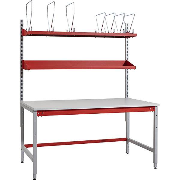 Packtisch komplett BASIC mit Aufsatzholmen Karton-Magazinboard und Ablageboard HxBxT 780 x 1600 x 900 mm.-0