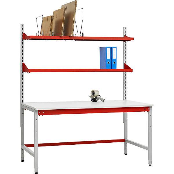 Packtisch komplett BASIC mit Aufsatzholmen Karton-Magazinboard und Ablageboard HxBxT 780 x 1600 x 900 mm.-3
