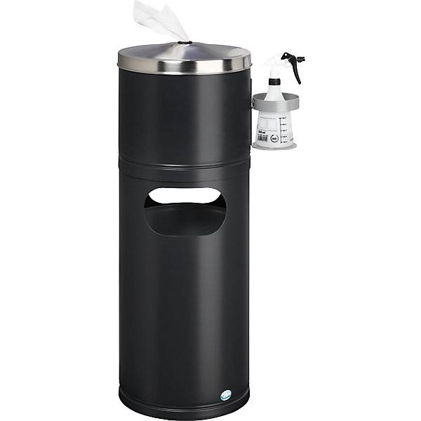 Reinigungsstation mit Papierspender und Flaschenhalter Stahlblech schwarzgrau. VAR GmbH 54566049-1
