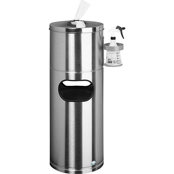 Reinigungsstation mit Papierspender und Flaschenhalter Edelstahl. VAR GmbH 54566149-0