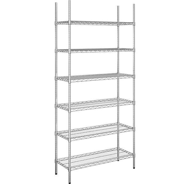 Stahldraht-Gitterregal verchromt Fachlast 150 kg BxT 910 x 460 mm Grundregal Höhe 2180 mm 6 Fachböden.-0