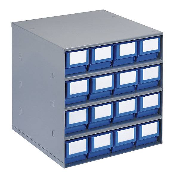 Schubladenmagazin Gehäuse-Traglast 75 kg HxBxT 395 x 376 x 300 mm 16 Schubladen Schubladen blau. Lockweiler-0