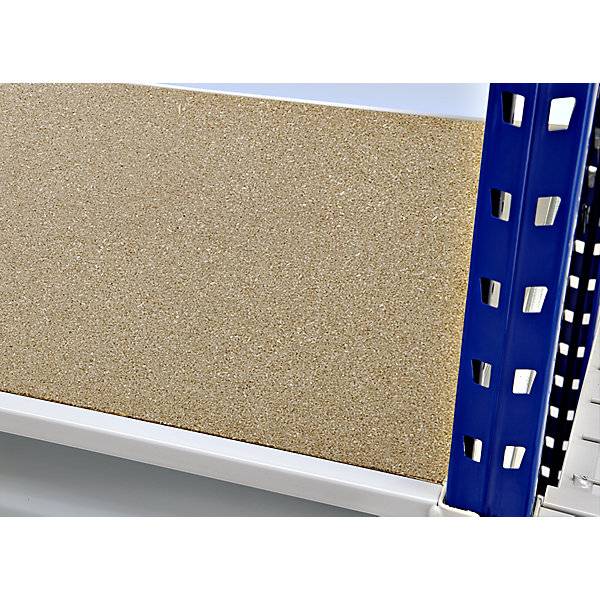 Schwerlast-Großfachregal mit Spanplattenauflagen Rahmenfarbe blau HxBxT 1996 x 2410 x 800 mm Grundregal. MAN-2