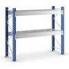 Schwerlast-Großfachregal mit Drahtgitterauflagen Rahmenfarbe Blau HxBxT 1996 x 2410 x 800 mm Grundregal. MAN