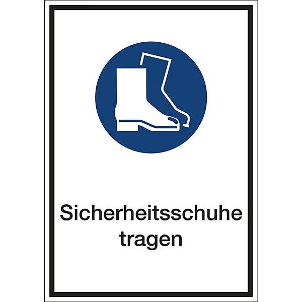 Kombizusatzschilder für Gebotszeichen Sicherheitsschuhe tragen Kunststoff LxHxT 210 x 297 x 1 mm. H. Marahrens-0