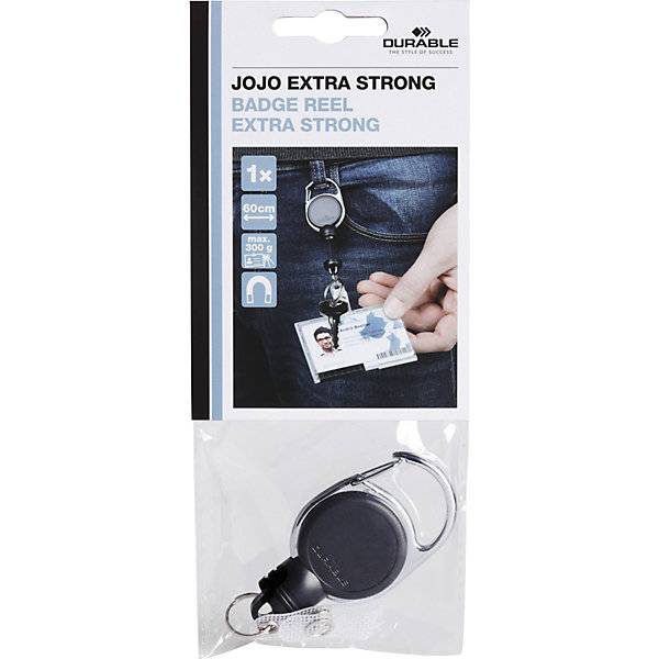Ausweishalter JOJO EXTRA STRONG mit Druckknopf-Schlaufe VE 10 Stk schwarz. Durable | Hunke & Jochheim GmbH &-1