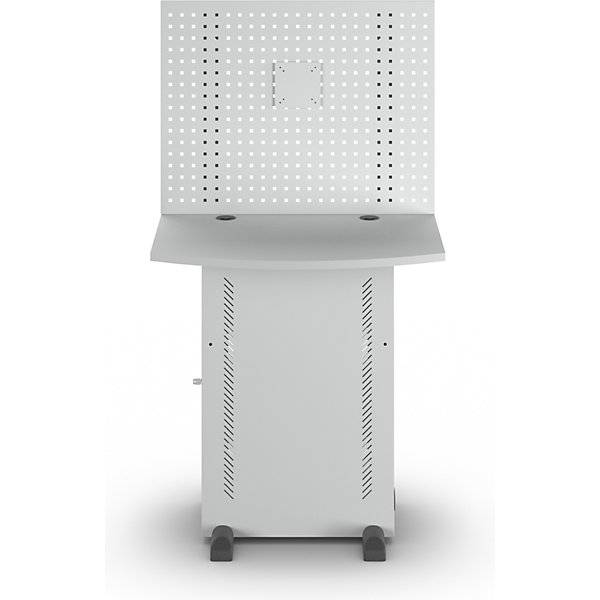 Computerschrank mit Arbeitsplatte und Lochwand lichtgrau. TAKKT Industrial & Packaging GmbH 56991849-1