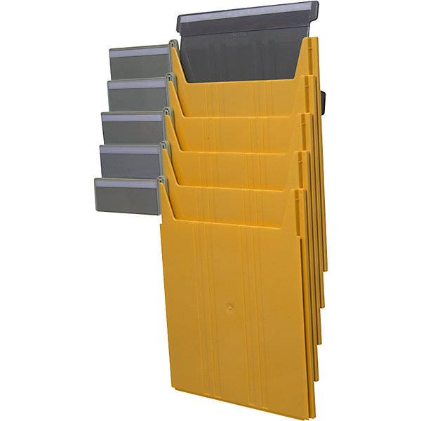 Wandsortierer FLAT für Format DIN A4 Füllhöhe 9 mm Ablagefach gelb. Eichner Organisation 57054349-3