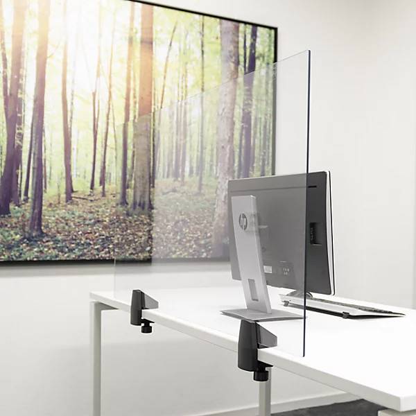 Tischtrennwand für Einzelarbeitsplatz transparent Breite 1200 mm. Smit Visual Supplies BV 57117149-3