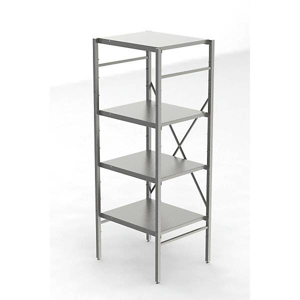 Edelstahl-Steckregal 4 glatte Fachböden Fachbodenbreite x Tiefe 640 x 540 mm Grundregal. KEK GmbH 58868749-2
