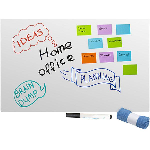 Whiteboard rahmenlos Stahl emailliert weiß BxHxT 1180 x 880 x 7 mm mit Zubehör. Smit Visual Supplies BV-1