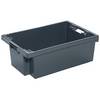 Drehstapelbehälter aus HDPE Volumen 32 l Wände und Boden geschlossen grau. WERIT Kunststoffwerke W. Schneider