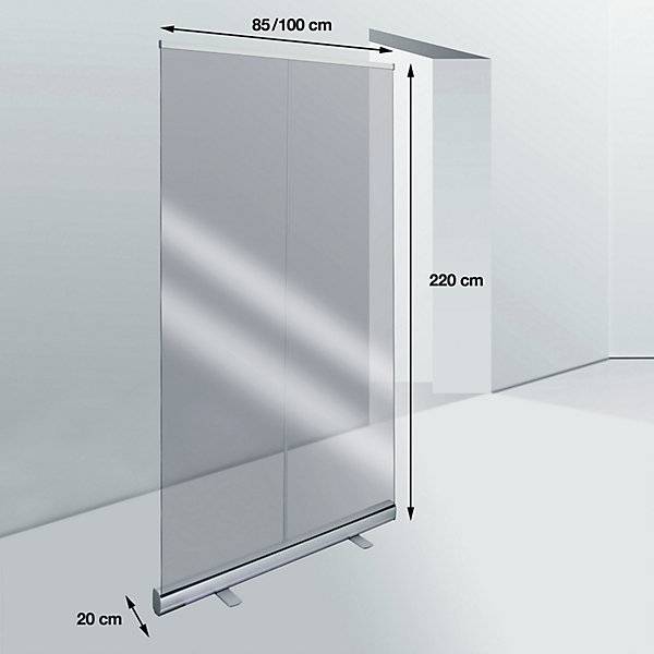 Roll-Up Hygieneschutztrennwand HxT 2100 x 300 mm transparent Breite 1000 mm. Eichner Organisation 57266349-1