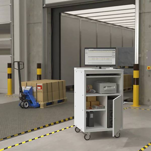 PC-Pult mobil HxBxT 1170 x 690 x 590 mm lichtblau RAL 5012. TAKKT Industrial & Packaging GmbH 57287949-2