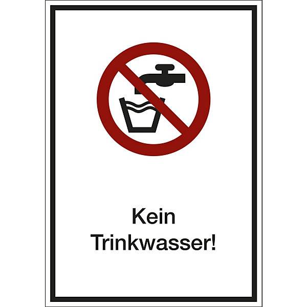 Kombizusatzschild mit Text für Verbotszeichen Kein Trinkwasser VE 10 Stk Kunststoff LxHxT 210 x 297 x 1 mm. H.-0