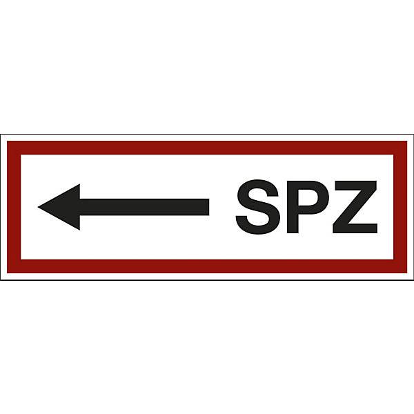 Brandschutzkennzeichen für die Feuerwehr SPZ Pfeil nach links VE 10 Stk Kunststoff LxH 297 x 105 mm. H.-0