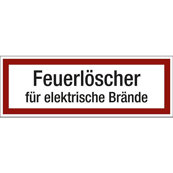 Brandschutzkennzeichen für die Feuerwehr Feuerlöscher für elektrische Brände VE 10 Stk Kunststoff LxH 297 x 105-0