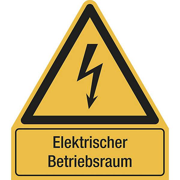 Kombischilder mit Text für Warnkennzeichen Elektrischer Betriebsraum etc. dreieckig VE 10 Stk Folie LxH 210 x-0