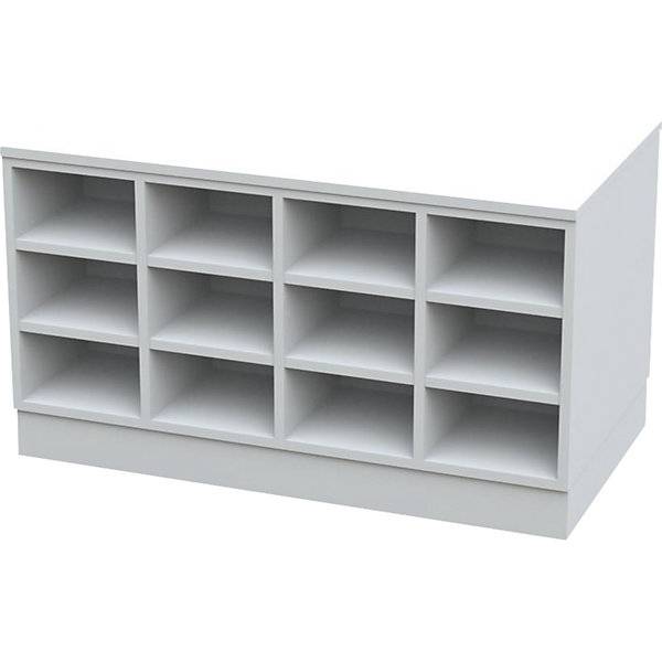 Sitover-Garderobenbank doppelseitig melaminbeschichtet 2 x 12 Fächer Länge 1090 mm weiß. KEK GmbH 58514749-0